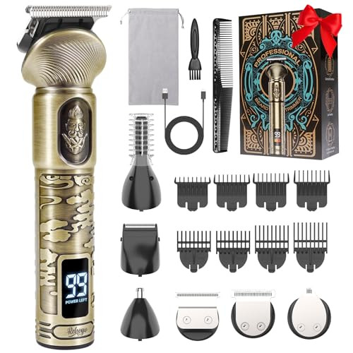 REHOYO Beard Trimmer for Men, Waterproof Cordless Hair Clipper, Electric Razor Shaver, Mens Grooming Kit for Mustache Nose Body Facial Hair, Recharge