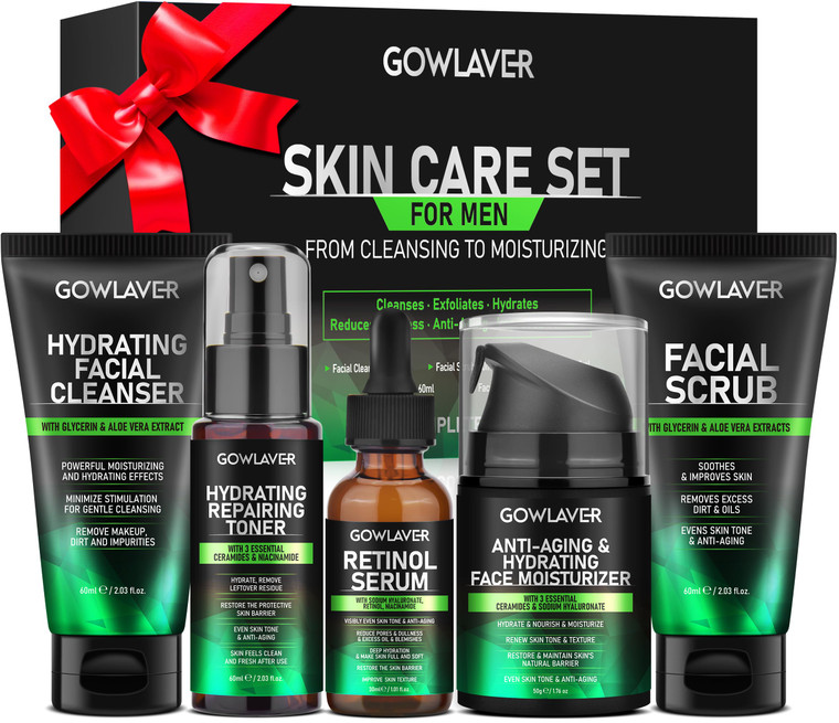 Gifts for Men,Skin Care for Men,Hydrating & Moisturizing Face Care Routine for Mens All Skin Types,Birthday Fathers Gifts Valentines for Him Dad Boyf