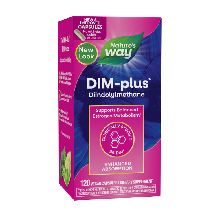 Nature's Way DIM-Plus, DIM Supplement, Supports Balanced Estrogen Metabolism*, Supports Estrogen Hormone Balance*, Diindolylmethane, 120 Vegan Capsul