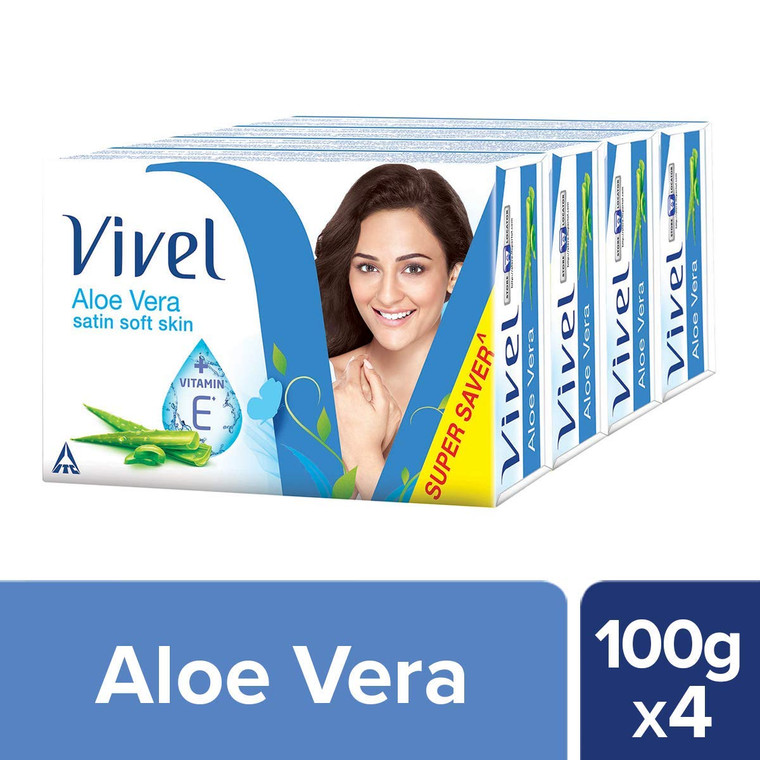 Vivel Aloe Vera Soap, 100g (Pack of 4)