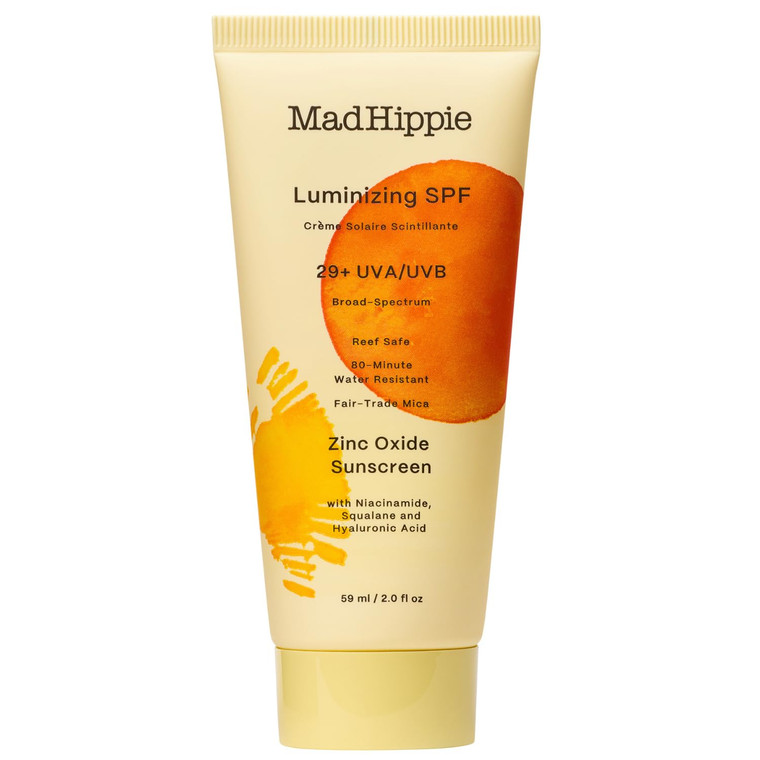 Mad Hippie Luminizing SPF 29+, Zinc Oxide Sunscreen, Reef-Safe Face Cream with Niacinamide & Hyaluronic Acid, 2 Oz