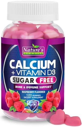 Calcium Supplement Gummies - Sugar Free Calcium Gummy with 400 IU Vitamin D3 for Best Absorption - Supports Immune Health, Bones & Teeth - Nature's C