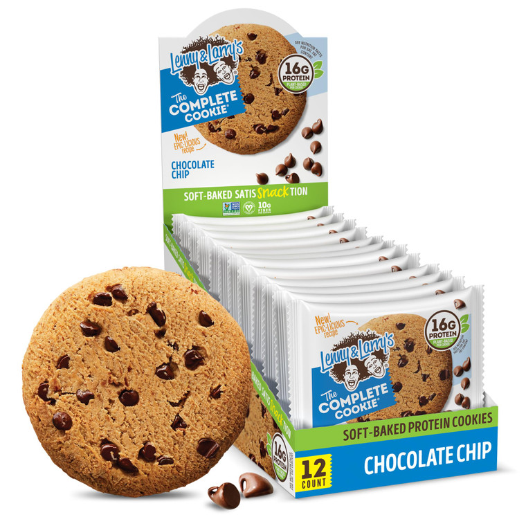 Lenny & Larry's Complete Protein Cookie, [Chocolate Chip], Chewy Soft Baked, 16g Plant Protein, Vegan, Non-GMO, High Fiber, 4 Ounce Cookie (Pack of 1