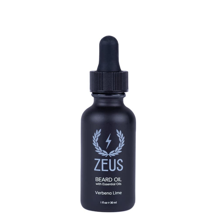 ZEUS Natural Beard Oil, Premium Conditioning Beard Oil to Soften Beard & Mustache  MADE IN USA (Verbena Lime) 1 oz.