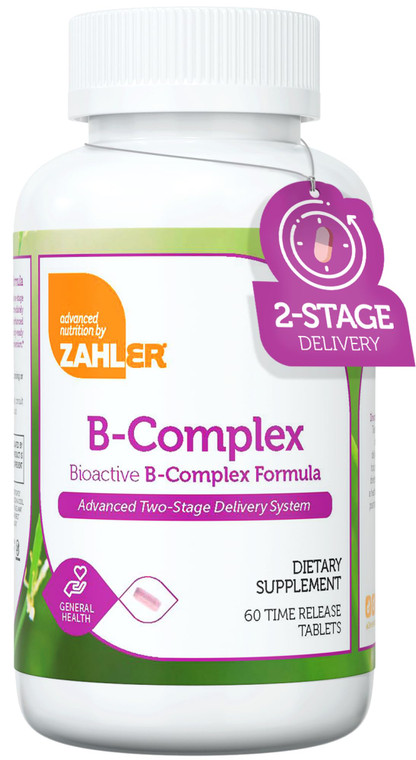 Zahler B-Complex Vitamins for Women & Men - Vitamin B Complex - B Vitamins Complex with B1 B2 B3 B5 B6 B7 B9 B12 - Advanced 2-Stage Delivery System -