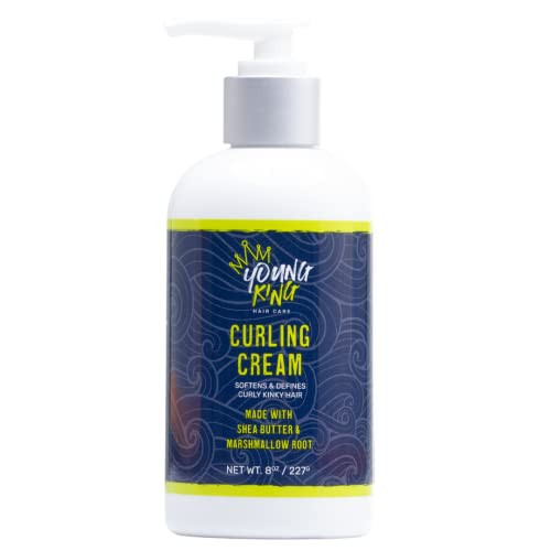 YOUNG KING HAIR CARE Kids Curl Cream for Wavy, Kinky and Curly Hair | Curl Defining, Moisturizing & Softening with Shea Butter and Marshmallow Root (