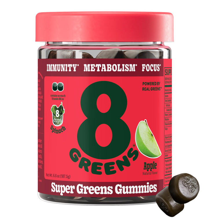 8Greens Supergreens Gummies | Super Greens Powder Superfood Gummy for Metabolism, Immunity & Focus, Digestive Health Enzymes, Organic: Chlorella, Spi
