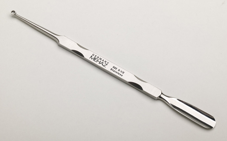 MEHAZ 022 9mm Pusher & Curette 5 ½ inch Stainless Steel Cuticle Pusher & Cleaner (Model: MC0022)