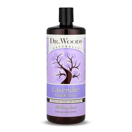 Dr. Woods Lavender Liquid Castile Soap - Castile Soap with Pure Lavender Oil, Body Wash for Men and Women, Contains Organic Shea Butter, Natural Clea
