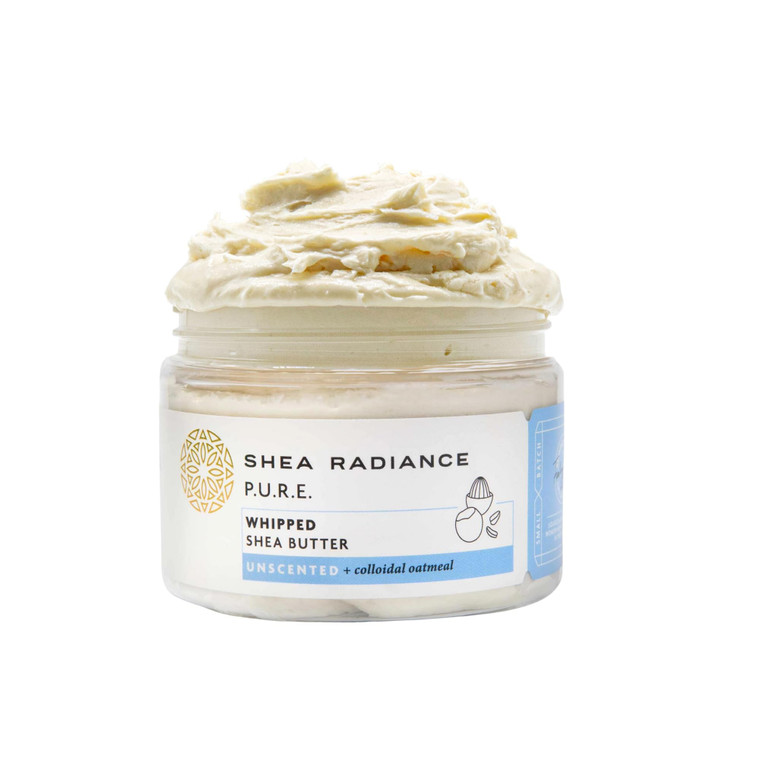 Shea Radiance P.U.R.E. Whipped Shea Butter with Colloidal Oatmeal - Whipped Body Butter Blended with Skin Soothing Oatmeal & Moisturizing Rice Bran O