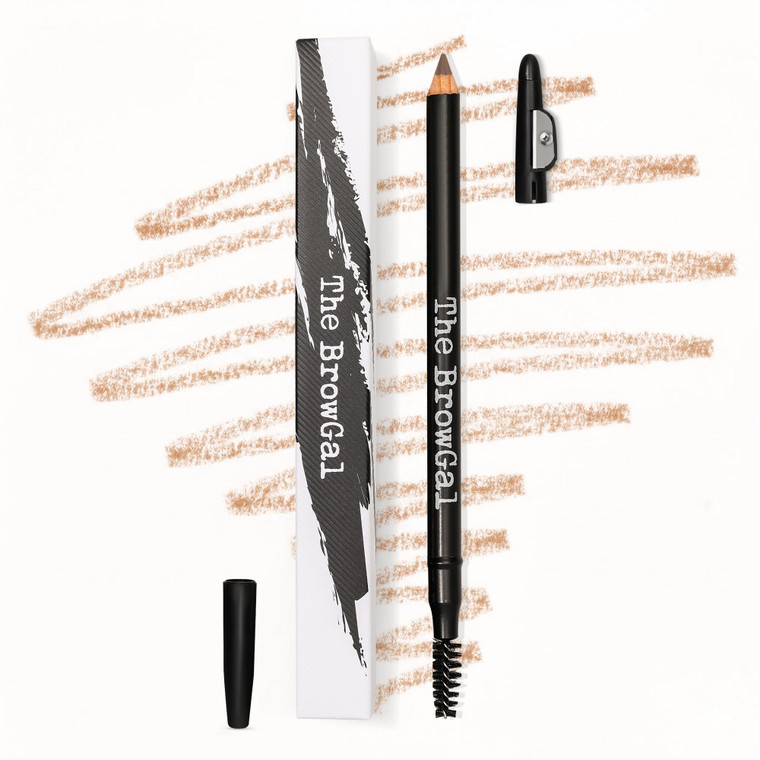 The BrowGal Eyebrow Pencil with Spoolie & Built in Sharpener | Shade 06 Golden Blonde | Waterproof & Buildable Brow Pencil with Hair Like Strokes | N