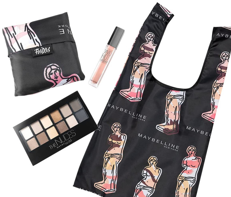 Maybelline New York Limited-Edition Fundles Send Nudes w/ Eyeshadow Palette, Color Sensational Vivid Hot Lacquer Lip Gloss and Easy-Carry Nude Tote-B
