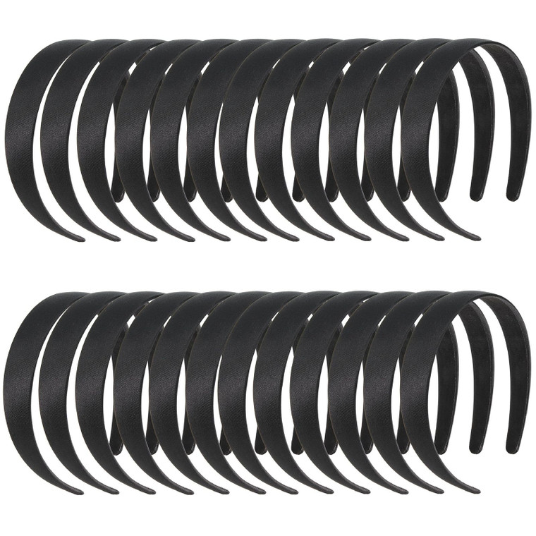 Genie Crafts Satin Headbands - Headband Pack for Women - Wide One-Inch Hair Accessories & Hair Bands - DIY Craft Headband Set - Black - Pack of 24-4.
