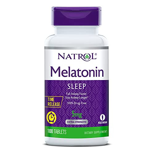 Natrol Time-Release Melatonin 5 mg, Dietary Supplement for Restful Sleep *, 100 Tablets (Pack of 2), 200 Day Supply