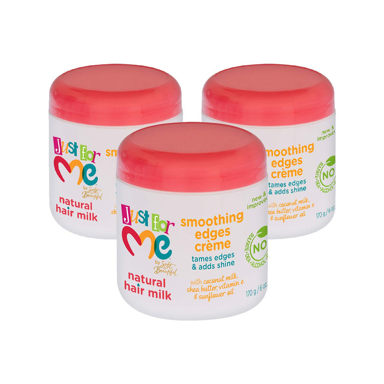 Just For Me Natural Hair Milk Smoothing Edges Creme, Tames Edges & Adds Shine, With Coconut Milk, Shea Butter, Vitamin E & Sunflower Oil, 6 Ounce (3