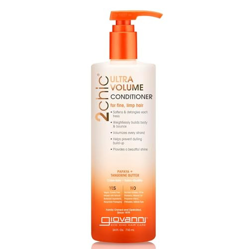 GIOVANNI 2chic Ultra-Volume Conditioner - Daily Volumizing Formula with Papaya & Tangerine Butter, Promotes Weightless Control for Fine Limp Thin Hai