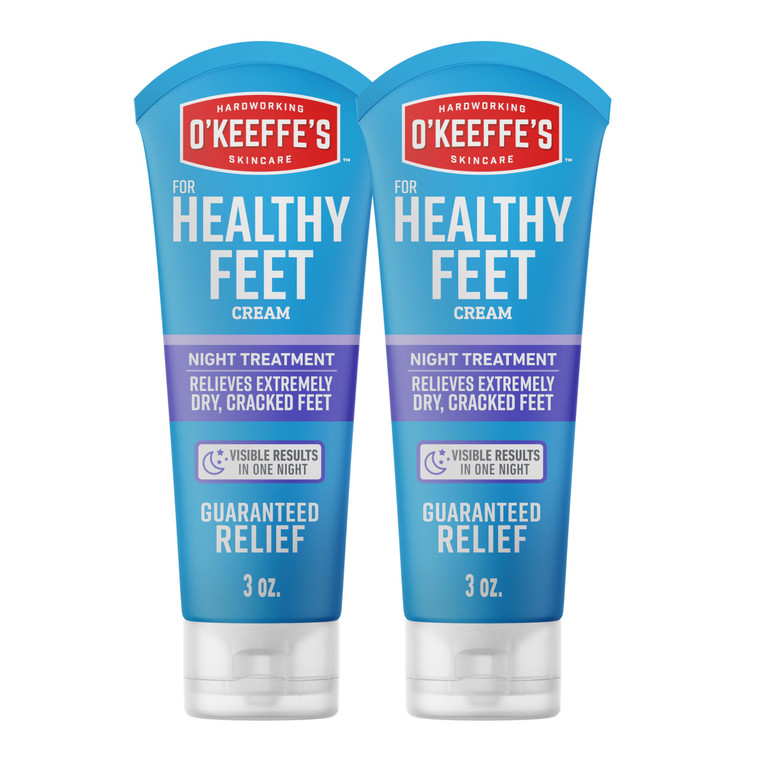 O'Keeffe's for Healthy Feet Night Treatment Foot Cream - 3 oz Tube (2 Pack) - Guaranteed Overnight Relief for Extremely Cracked, Dry Feet, Repairing