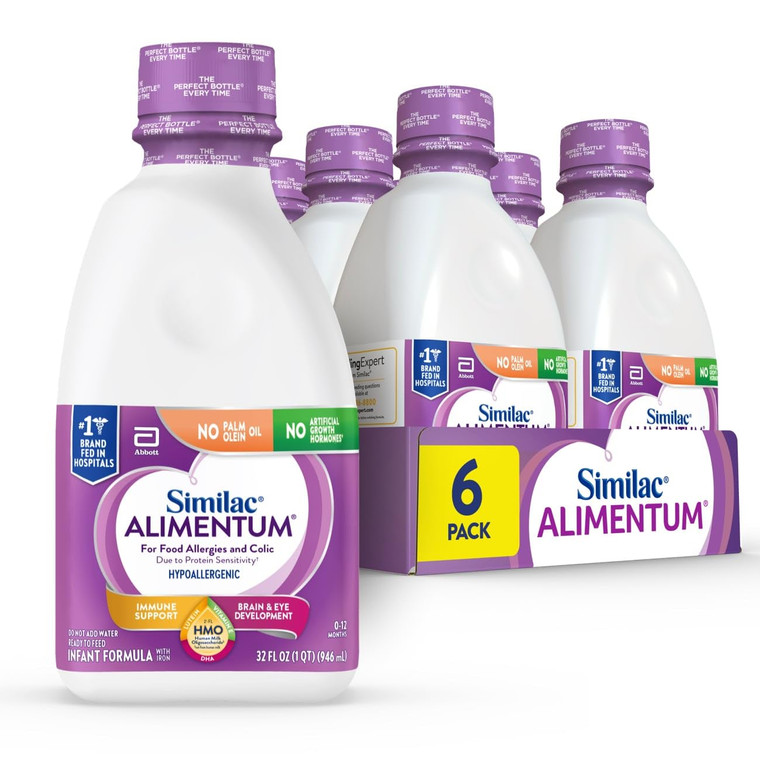 Similac Alimentum With 2'-FL HMO Hypoallergenic Infant Formula, for Food Allergies and Colic Due to Protein Sensitivity, Ready-to-Feed Baby Formula,