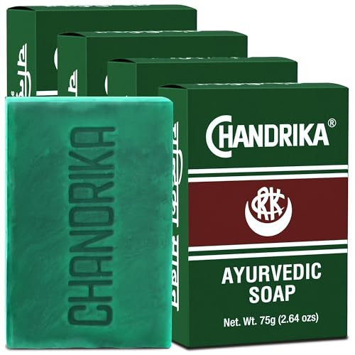 Chandrika Ayurvedic Soap | Organic Bar with Vegetable Oil | 100% Natural for Men and Women | Vegan for All Skin Types | Handmade | Herbal Body Bars -