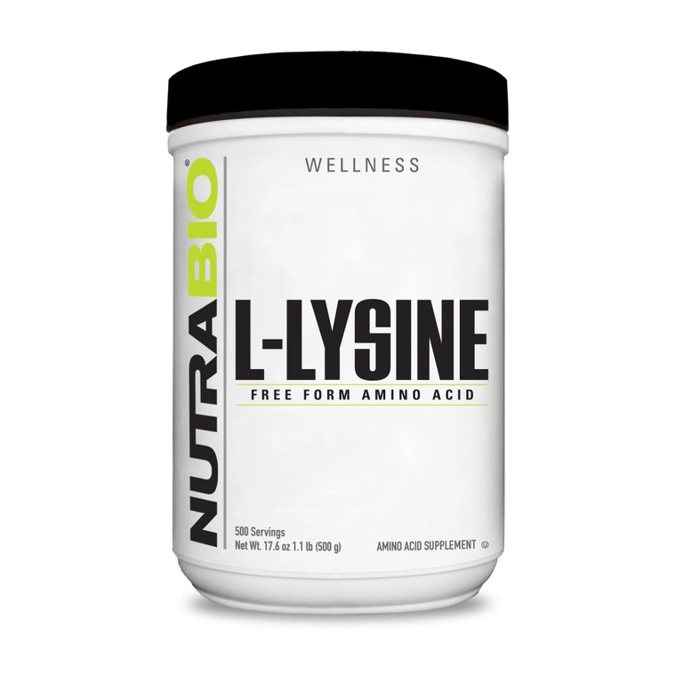 NutraBio L-Lysine Powder 500g  Essential Amino Acid for Protein Metabolism, Collagen Support, & Immune Health  Pure, Unflavored, Non-GMO, Vegan- 50