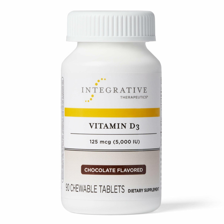 Integrative Therapeutics Vitamin D3 125 mcg - Vitamin D Supplement for Bone Health & Immune Support* - Gluten-Free & Dairy-Free - Chocolate Flavored,
