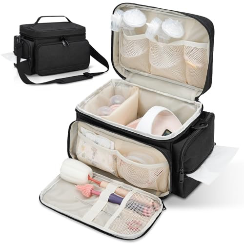 Breast Pump Bag Fit for Spectra S1 and S2, Pumping Bag with Waterproof Mat for Pump Accessories, Portable Pump Carrying Case for Work, Travel and Fam