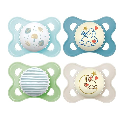 MAM Original Baby Pacifiers 0-6 Months, Binky for Newborn Babies, BPA-Free Skin Soft Silicone Nipple, Glows in The Dark, Developed with Medical Exper