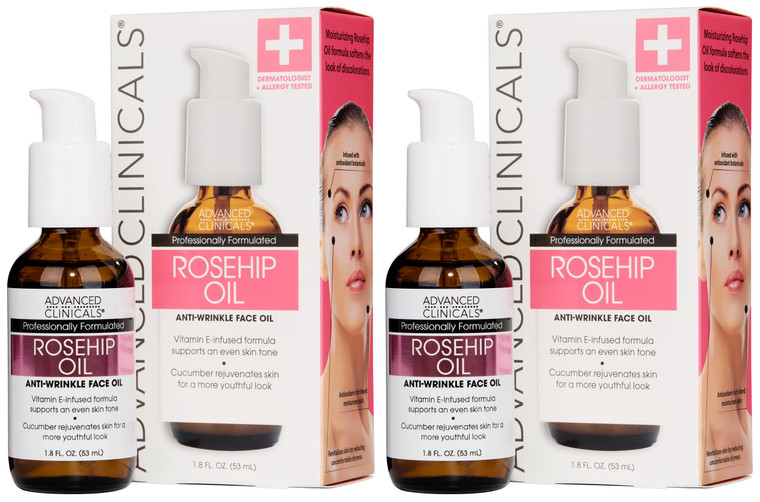 Advanced Clinicals Rosehip Oil For Face With Vitamin E + Botanicals Helps Improve Look Of Dark Spots, Wrinkles, Fine Lines, & Uneven Looking Skin Ton