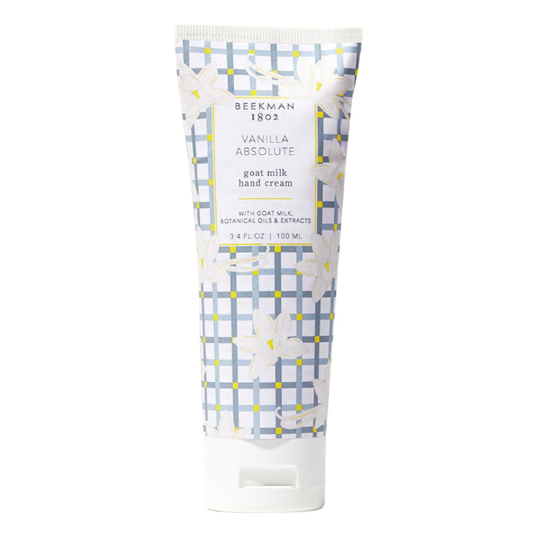 Beekman 1802 Pure Goat Milk Hand Cream, Vanilla Absolute - Scented - 3.4 oz - Moisturizing Lotion for Dry Skin - Anti-Aging Hydration - Good for Sens