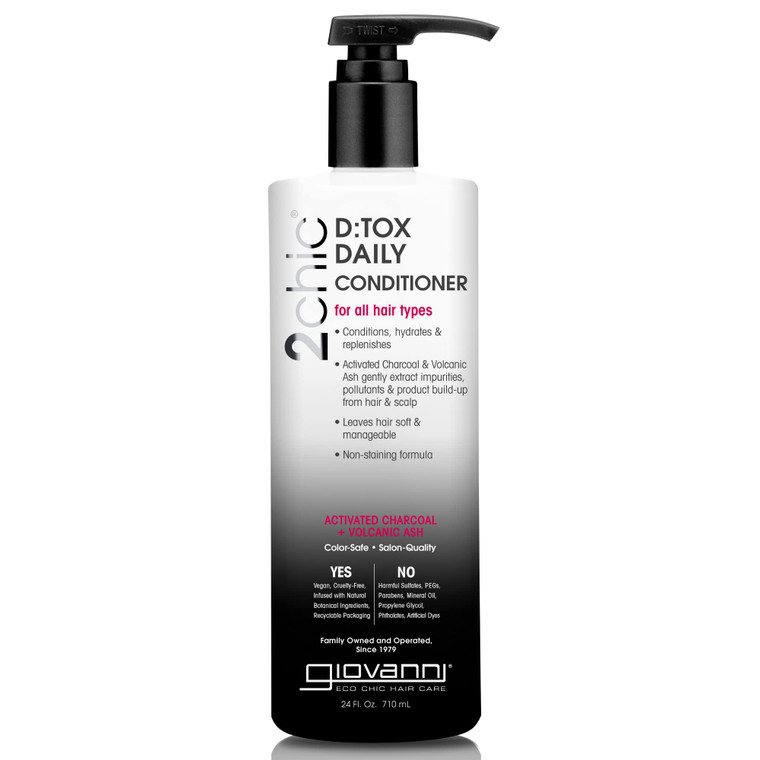 GIOVANNI D:tox Daily Conditioner - Activated Charcoal, Super-Antioxidants Acai & Goji Berry - 24 oz