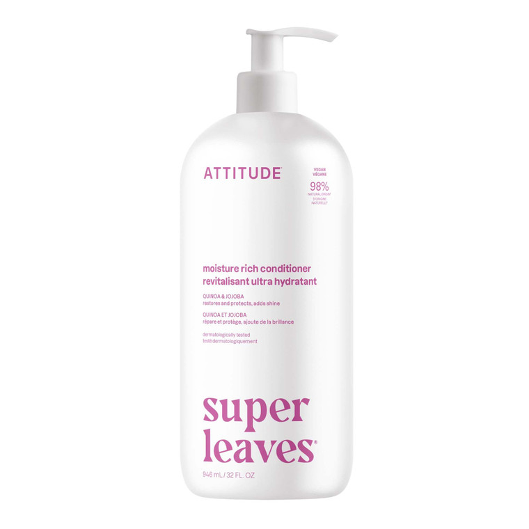 ATTITUDE Moisture Rich Hair Conditioner, For Dry and Damaged Hair, Naturally Derived Ingredients, Vegan Detangler, Dermatologiocally Tested, Quinoa a