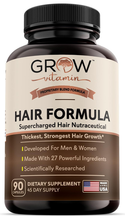 grow vitamin All in One Hair Formula for Men & Women - Advanced Hair Formula Includes Biotin, Saw Palmetto, DHT Blocker & Trace Minerals - Hair Suppl