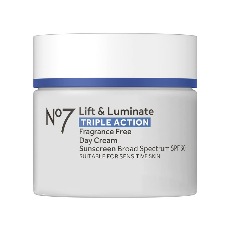 No7 Lift & Luminate Triple Action Face Cream - Fragrance Free Face Moisturizer with SPF 30 - Formulated with Anti Aging Collagen Peptides & Brighteni