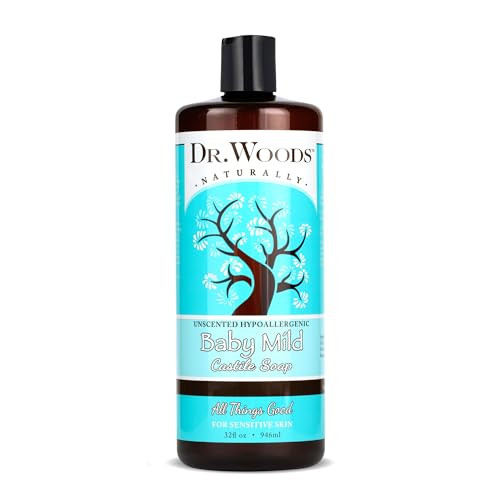 Dr. Woods Unscented Baby Mild Liquid Castile Soap - Natural Soap for Sensitive Skin, Gentle Cleanser with Hemp Oil and Vitamin E - Paraben, Sulfate,