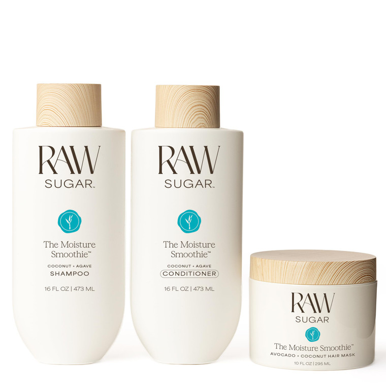 Raw Sugar Moisture Smoothie Shampoo and Conditioner with Coconut Oil, Agave, & Sweet Almond Milk, Hydrates & Nourishes Dry Hair, Formulated without S