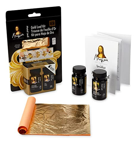 Speedball Mona Lisa Composition Gold Leaf Kit, Includes 25-Sheets, Adhesive and Sealer for Metal Gilding Crafts