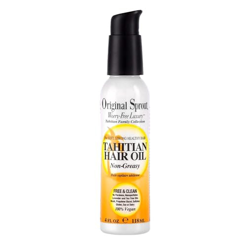 Original Sprout Tahitian Hair Oil for Damaged Hair with Anti-Frizz Coconut Oil, for All Hair Types, 4 Fl. Oz., 1 Pack