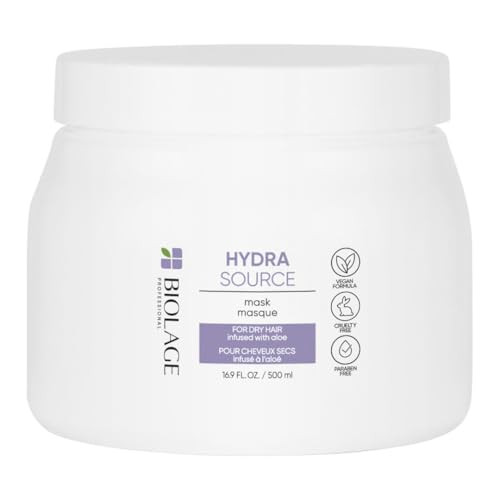 Biolage Hydra Source Mask - Revives Dry Strands For Increased Hair Shine & Manageability, Paraben-Free, For Dry Hair, 16.9 Fl Oz