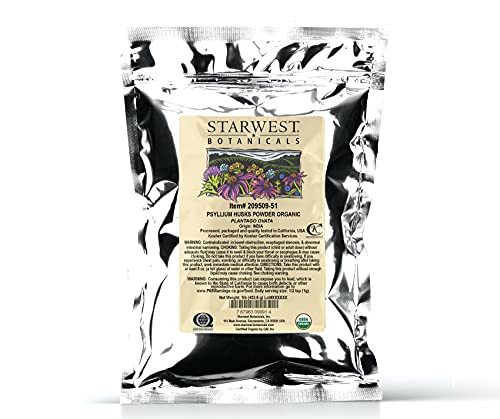 Starwest Botanicals Psyllium Husks Powder Organic - Ground Natural Psyllium Fiber Powder, Use for Baking, Smoothies, or Juices, Made from Plantago Ov