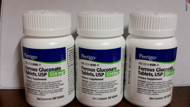Ferrous Gluconate, 324mg, 100 Tablets, 3-Pack