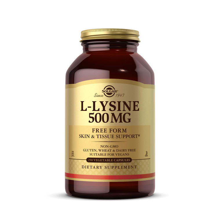 Solgar L-Lysine 500 mg, 250 Vegetable Capsules - Enhanced Absorption & Assimilation - Promotes Integrity of Skin & Lips - Collagen Support - Amino Ac