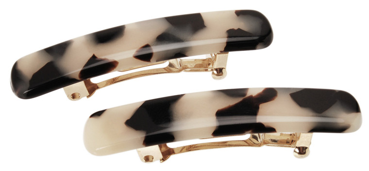 France Luxe Mini Rectangle Barrette Pair, Classic, Handmade French Barrettes for Women, Matching Set of 2 Hair Clips for Everyday Wear, Womens Hair