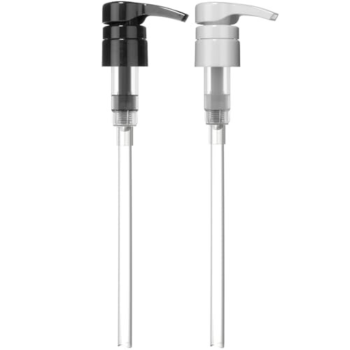 Bar5F Pumps for Shampoo Conditioner Lotion Body Wash, Fits 1" Inch Bottle Necks, 1 Liter 33.8-Ounce Bottles (Black and White)