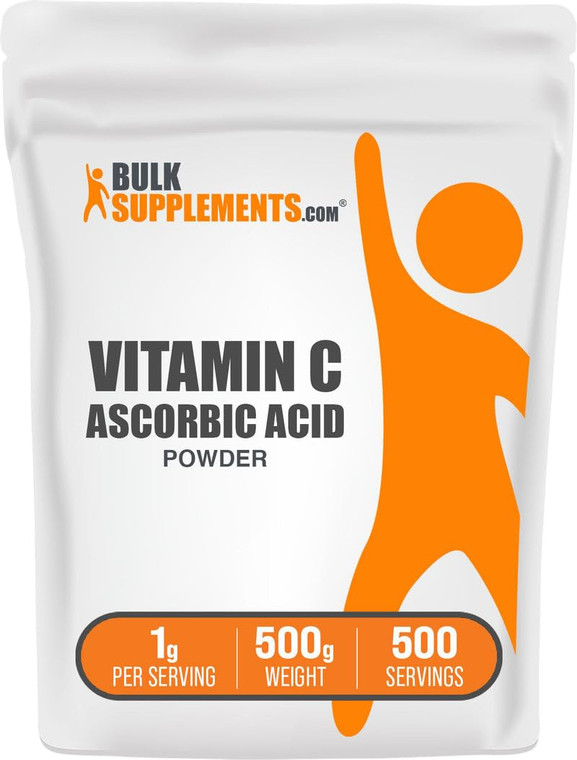 BulkSupplements.com Ascorbic Acid Powder - Vitamin C Supplement, for Immune Support - Ascorbic Acid Food Grade, Gluten Free, 1g per Serving, 500g (1.