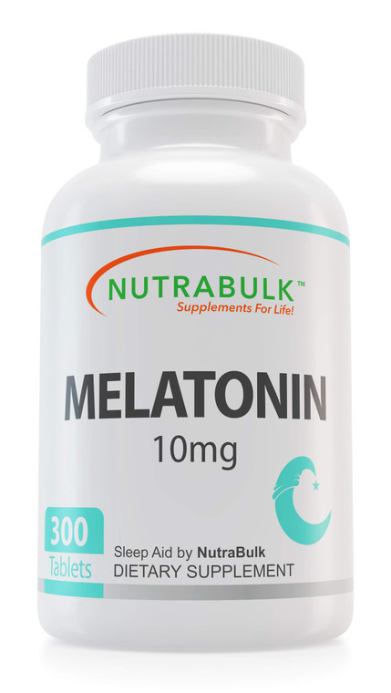 NutraBulk Melatonin 10 mg Tablets  Quick Release Natural Nighttime Sleep Aid for Adults. (300 Count)