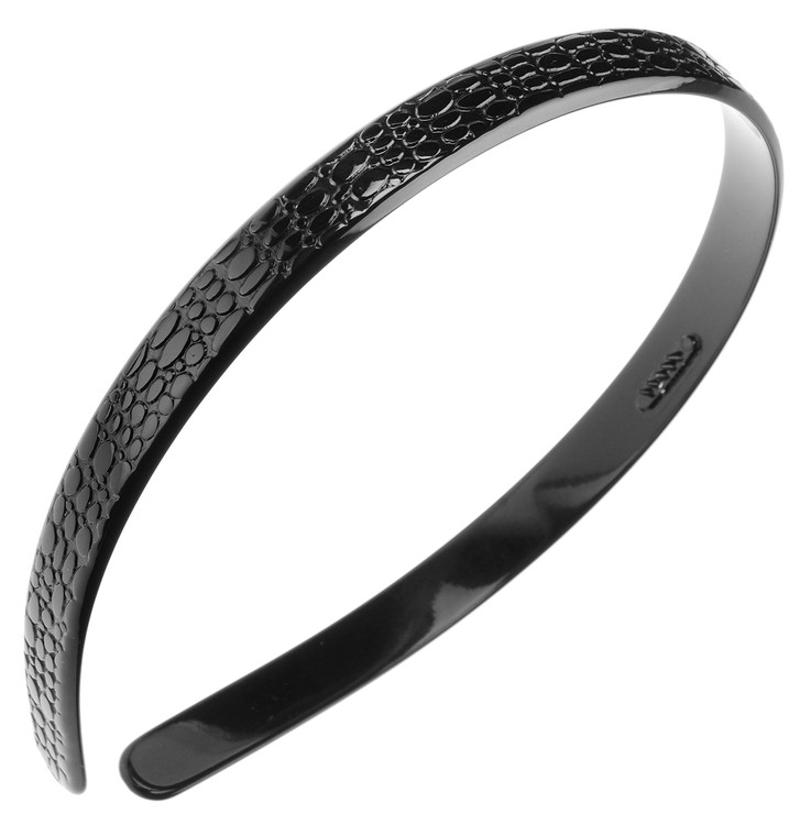 France Luxe 1/2" Ultracomfort Headband - Embossed Croc Black