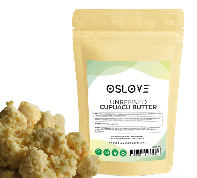 Oslove Organics Cupuacu butter -Pure and Natural 8oz Fresh, Rich and Creamy in DIY mixes | Vegan butter | Use for whipped body butters, salves, lotio