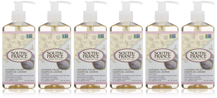 South of France Soothing Lavender Fields Hand Wash, Gluten Free, Cruelty Free, 8 Ounce (Pack of 6)