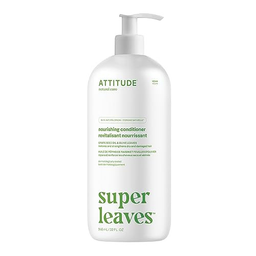 ATTITUDE Nourishing Hair Conditioner, For Dry and Damaged Hair, Naturally Derived Ingredients, Vegan Detangler, Dermatologically Tested, Grapeseed Oi