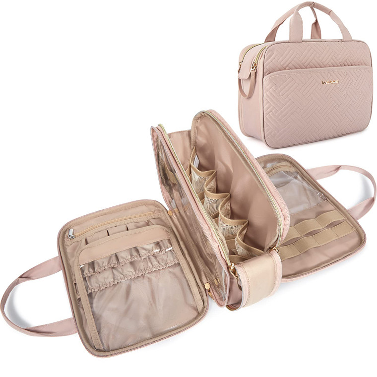 BAGSMART Toiletry Bag for Women, Large Toiletry Bag Water-resistant Makeup Cosmetic Organizer Bag Door Room Essentials for Accessories, Shampoo, Full